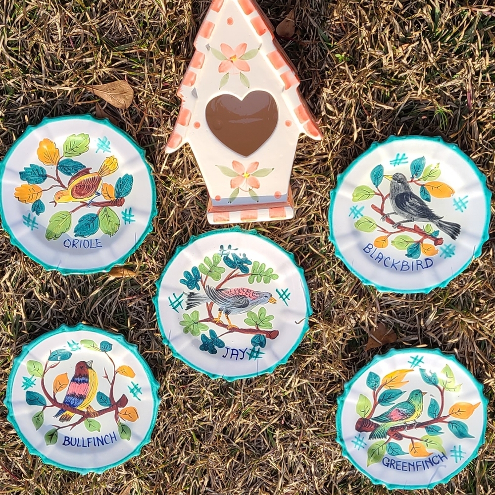 COPY - Vintage Bird Plates w/ Bird House Italy PV